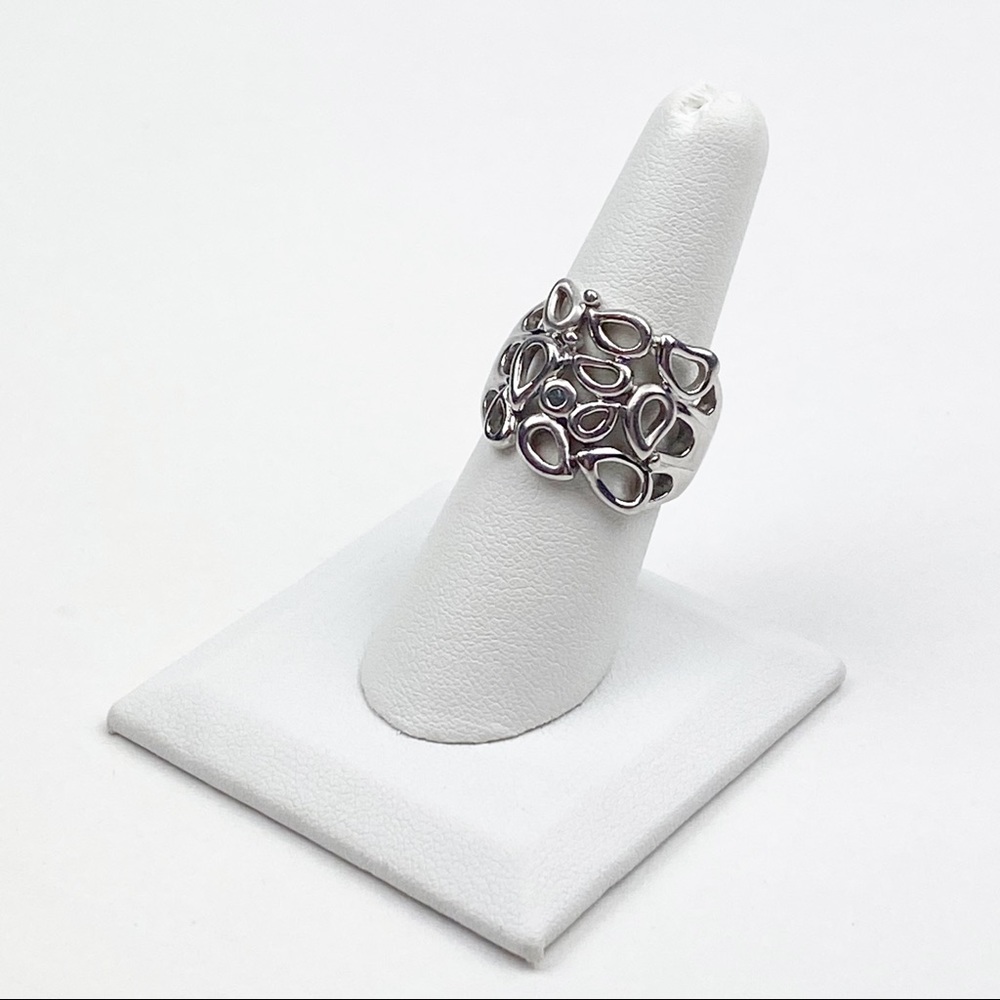 Sterling Silver 925 Vintage Teardrop and Scroll Design Statement Ring - Picture 7 of 11